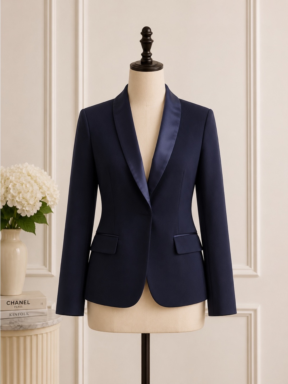 Victoria's Secret Navy Satin-Trim Blazer